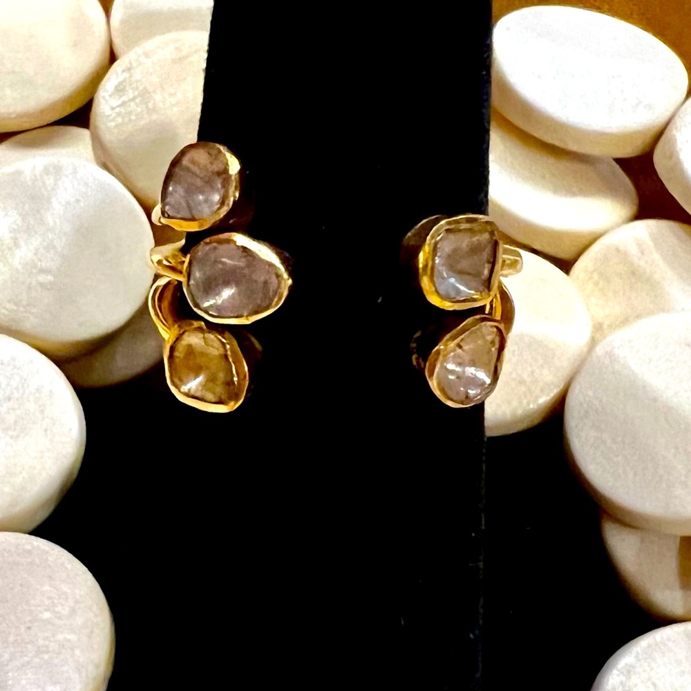 Polki Diamond ring size 7 14k gold over sterling silver